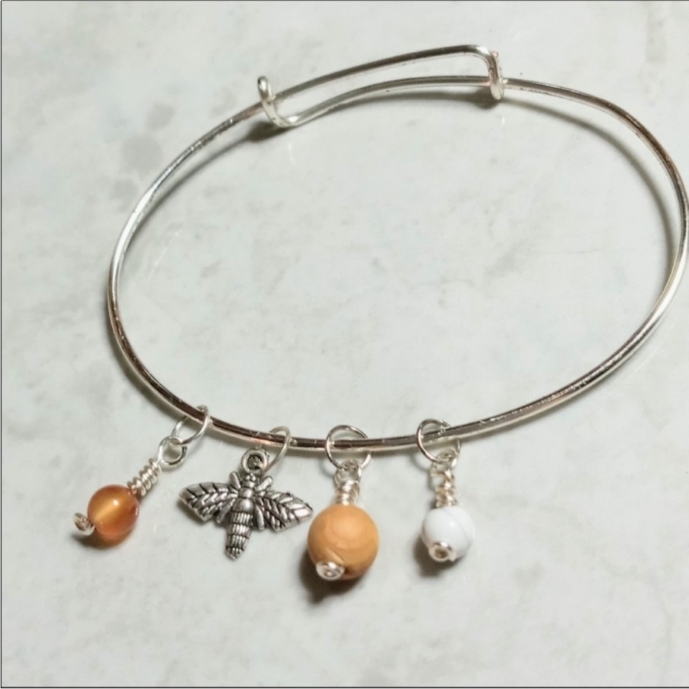 Oval Adjustable Silver Plated Bangle - image 1